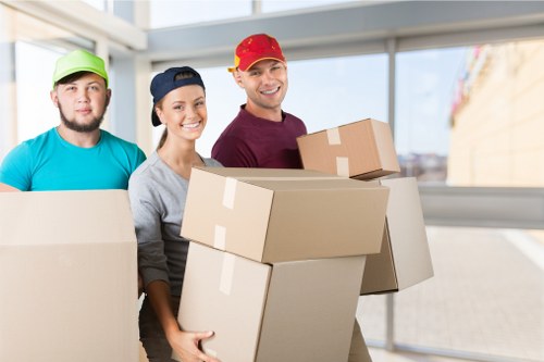 Packed boxes and furniture prepared for a Shepherdsbush house removal