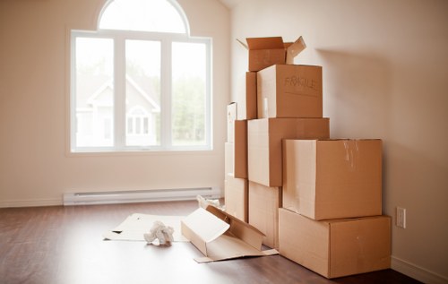 Professional team handling business relocation items safely