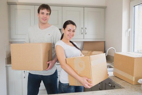Packed moving boxes ready for a flat move in Shepherds Bush